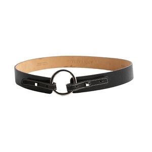 ANN TAYLOR Belt Black Genuine Leather Round Buckle Size S
